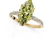 Solitaire Engagement Ring Setting for Fancy Yellow Marquise Center with Fine Pave Accents and Prong Head in Yellow Gold