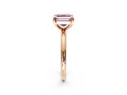 Low-Set Solitaire Engagement Ring Setting for Fancy Pink Asscher Cut Center with Thin Plain Band and Prong Head in Rose Gold