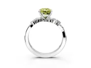 Solitaire Engagement Ring Setting for Fancy Yellow Radiant Cut Center with Marquise Accent Twist Band and Prong Head in Platinum