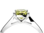 Solitaire Engagement Ring Setting for Fancy Yellow Emerald Cut Center with Tapered Shoulders and Prong Head in Sterling Silver