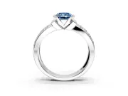 Bezel Engagement Ring Setting for Fancy Blue Radiant Cut Center with Wide Channel-Set Band and Bezel Head in Platinum