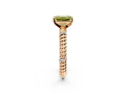 Rope Engagement Ring Setting for Fancy Yellow Emerald Cut Center with Accent Shoulders and Prong Head in Rose Gold