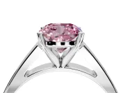 Solitaire Engagement Ring Setting for Fancy Pink Cushion Cut Center with Tapered Split Shoulders and Prong Head in Sterling Silver
