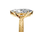 Solitaire Engagement Ring Setting for Marquise Center with Engraved Milgrain Band and Prong Head in Yellow Gold