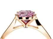 Solitaire Engagement Ring Setting for Fancy Pink Cushion Cut Center with Tapered Shoulders and Prong Head in Rose Gold