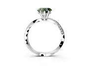 Side Accent Engagement Ring Setting for Fancy Green Heart-Shaped Center with Accent Shoulders and Prong Head in Sterling Silver