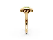 Cluster Halo Engagement Ring Setting for Fancy Yellow Radiant Cut Center with Milgrain Bezel Accents and Prong Head in Yellow Gold