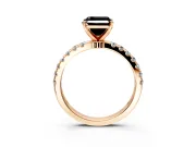 Open Basket Engagement Ring Setting for Fancy Black Asscher Cut Center with Pave Band and Prong Head in Rose Gold