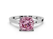 Solitaire Engagement Ring Setting for Fancy Pink Cushion Cut Center with Tapered Shoulders and Prong Head in Platinum