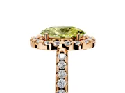 Pave Halo Engagement Ring Setting for Fancy Yellow Oval Center with Single Row Pave Band and Prong Head in Rose Gold