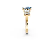 Floral Engagement Ring Setting for Fancy Blue Oval Center with Marquise Cluster Shoulders and Prong Head in Yellow Gold