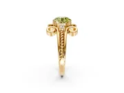 Solitaire Engagement Ring Setting for Fancy Yellow Round Cut Center with Twisted Band and Scroll Prong Head in Yellow Gold
