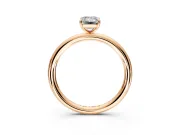 Low-Set Solitaire Engagement Ring Setting for Emerald Cut Center with Thin Plain Band and Prong Head in Rose Gold