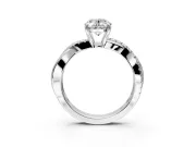 Crossover Engagement Ring Setting for Oval Center with Pave and Plain Strands and Prong Head in Platinum