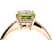Solitaire Engagement Ring Setting for Fancy Yellow Radiant Cut Center with Channel-Set Accent Band and Prong Head in Rose Gold