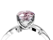 Solitaire Engagement Ring Setting for Fancy Pink Oval Center with Pave and Plain Crossover Band and Prong Head in Platinum