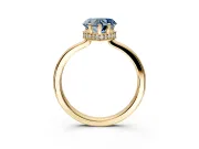 Hidden Halo Engagement Ring Setting for Fancy Blue Heart-Shaped Center with Wide Flat Plain Band and Prong Head in Yellow Gold