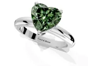 Solitaire Engagement Ring Setting for Fancy Green Heart-Shaped Center with Wire Band and Prong Head in Platinum