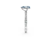 Hidden Halo Engagement Ring Setting for Fancy Blue Pear-Shaped Center with Pave Band and Prong Head in White Gold