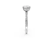 Solitaire Engagement Ring Setting for Princess Cut Center with Fine Pave Band and Prong Head in Platinum