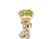 Solitaire Engagement Ring Setting for Fancy Yellow Cushion Cut Center with Bar-Station Pave Twist and Prong Head in Yellow Gold