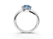 Tension Engagement Ring Setting for Fancy Blue Cushion Cut Center with Wide Flat Band and Tension Head in Platinum