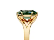 Solitaire Engagement Ring Setting for Fancy Green Emerald Cut Center with Plain Split Shank and Prong Head in Yellow Gold