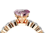Shared-Prong Engagement Ring Setting for Fancy Pink Heart-Shaped Center with Graduated Accents and Prong Head in Rose Gold