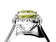 Halo Engagement Ring Setting for Fancy Yellow Princess Cut Center with Square Band and Prong Head in White Gold
