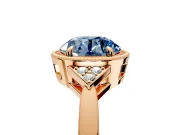 Cluster Engagement Ring Setting for Fancy Blue Round Cut Center with Milgrain Shoulder Clusters and Prong Head in Rose Gold