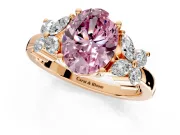 Floral Engagement Ring Setting for Fancy Pink Oval Center with Marquise Cluster Shoulders and Prong Head in Rose Gold