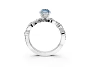 Solitaire Engagement Ring Setting for Fancy Blue Marquise Center with Bar-Station Pave Twist and Prong Head in Sterling Silver