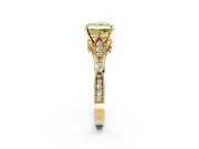 Solitaire Engagement Ring Setting for Fancy Yellow Princess Cut Center with Marquise and Bezel Accents and Prong Head in Yellow Gold