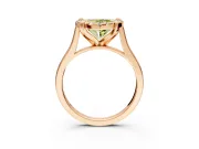 Single Halo Engagement Ring Setting for Fancy Yellow Heart-Shaped Center with Corner Claws, Plain Band and Prong Head in Rose Gold