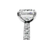 Solitaire Engagement Ring Setting for Princess Cut Center with Shared-Prong Accents and Prong Head in Platinum