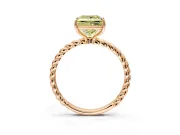 Solitaire Engagement Ring Setting for Fancy Yellow Princess Cut Center with Plain Twisted Rope Band and Prong Head in Rose Gold