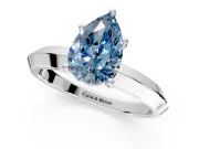 Solitaire Engagement Ring Setting for Fancy Blue Pear-Shaped Center with Wide Knife Ridge Band and Prong Head in Platinum