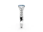 Solitaire Engagement Ring Setting for Fancy Blue Radiant Cut Center with Round Cut Channel Band and Prong Head in White Gold