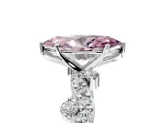 Solitaire Engagement Ring Setting for Fancy Pink Marquise Center with Bar-Station Pave Twist and Prong Head in White Gold