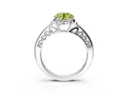 Floral Engagement Ring Setting for Fancy Yellow Round Cut Center with Four Accent Clusters and Prong Head in Sterling Silver