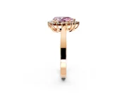 Starburst Halo Engagement Ring Setting for Fancy Pink Pear-Shaped Center with Flat Cathedral Band and Prong Head in Rose Gold