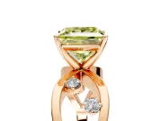 Solitaire Engagement Ring Setting for Fancy Yellow Princess Cut Center with Criss-Cross Accent Band and Prong Head in Rose Gold