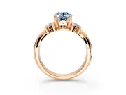 Solitaire Engagement Ring Setting for Fancy Blue Oval Center with Grooved Bar Accent Band and Prong Head in Rose Gold