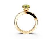 Solitaire Engagement Ring Setting for Fancy Yellow Round Cut Center with Channel-Set Accents and Prong Head in Yellow Gold