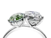 Fancy Green Marquise and Emerald Cut Lab-Grown Diamond Toi et Moi Engagement Ring with Prong-Set Stones in Platinum