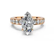 Solitaire Engagement Ring Setting for Marquise Center with Channel-Set Accents and Prong Head in Rose Gold
