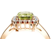 Starburst Halo Engagement Ring Setting for Fancy Yellow Radiant Cut Center with Flat Cathedral Band and Prong Head in Rose Gold