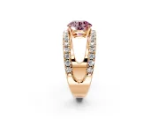 Solitaire Engagement Ring Setting for Fancy Pink Round Cut Center with Wide-Open Split Shank and Prong Head in Rose Gold