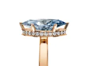 Hidden Halo Engagement Ring Setting for Fancy Blue Marquise Center with Wide Flat Plain Band and Prong Head in Rose Gold