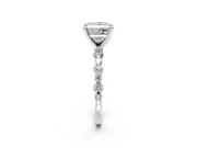 Solitaire Engagement Ring Setting for Princess Cut Center with Alternating Size Accents and Prong Head in White Gold